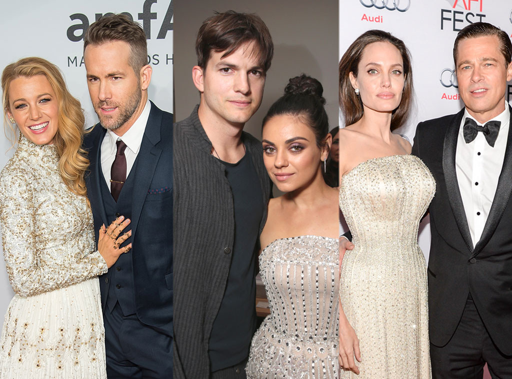 Angelina Jolie, Brad Pitt, Ryan Reynolds, Blake Lively, Ashton Kutcher, Mila Kunis Angelina Jolie, Brad Pitt, Ryan Reynolds, Blake Lively, Ashton Kutcher, Mila Kunis
